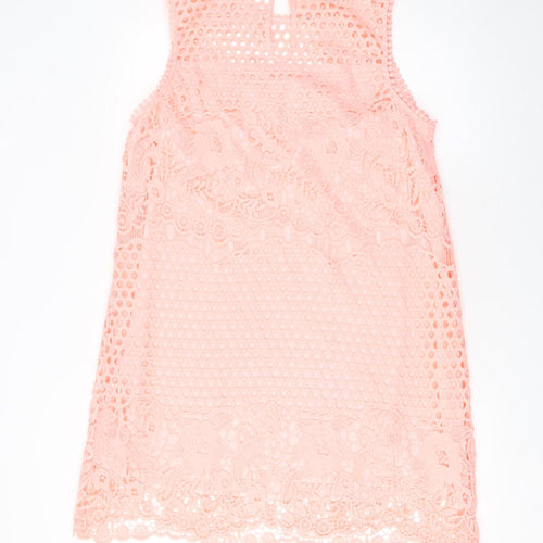 New Look Women Pink Lace Sleeveless Shift Dress Size 18