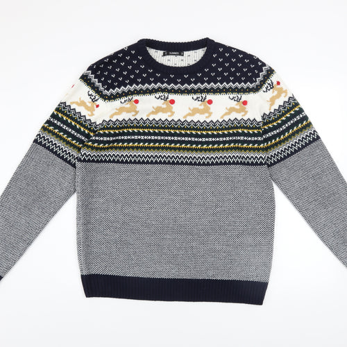 Dunnes Stores Men's Navy Christmas Fair Isle Jumper Size M