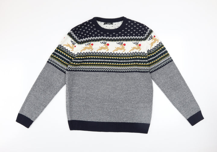 Dunnes Stores Men's Navy Christmas Fair Isle Jumper Size M
