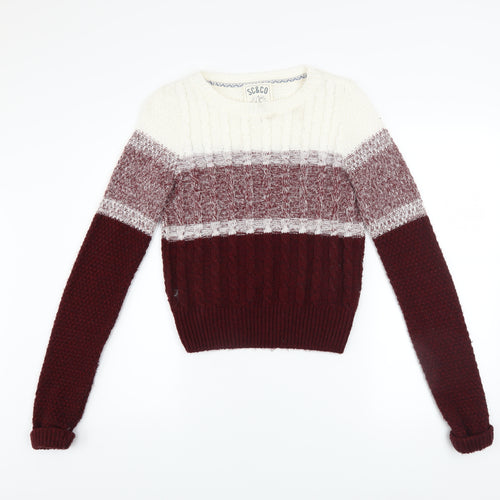 SoulCal & Co Womens Multicoloured Cable-Knit Jumper Size 8