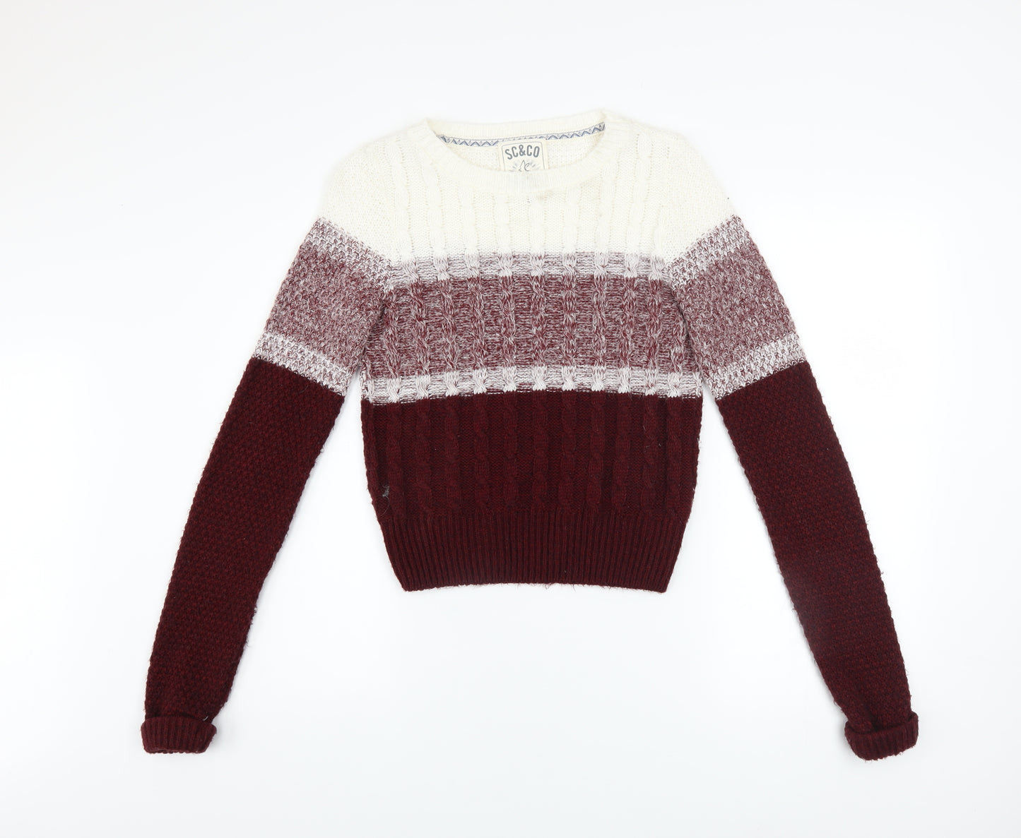 SoulCal & Co Womens Multicoloured Cable-Knit Jumper Size 8