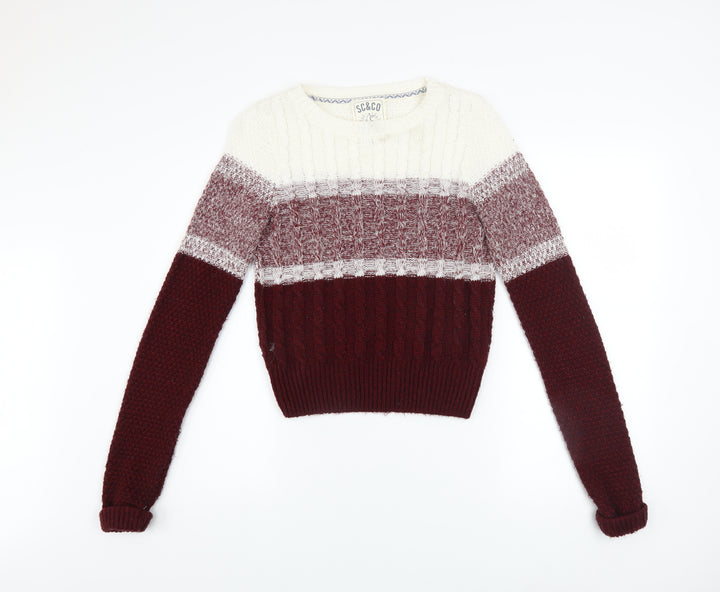 SoulCal & Co Womens Multicoloured Cable-Knit Jumper Size 8