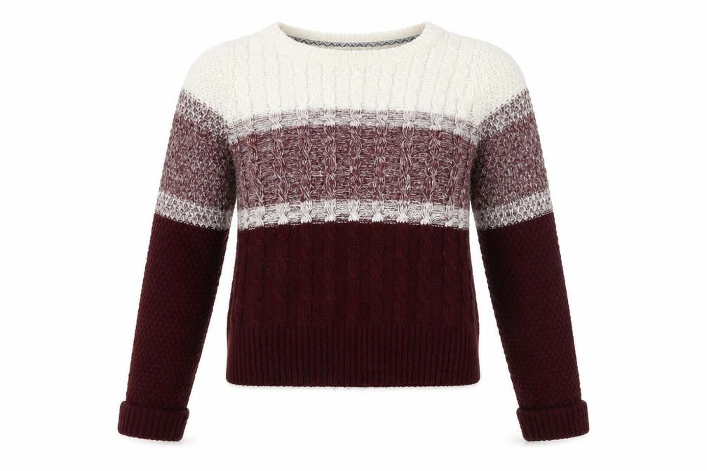 Front view of SoulCal women’s multicoloured cable-knit jumper, size UK 8