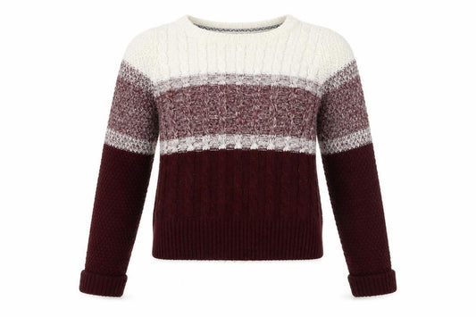 Front view of SoulCal women’s multicoloured cable-knit jumper, size UK 8