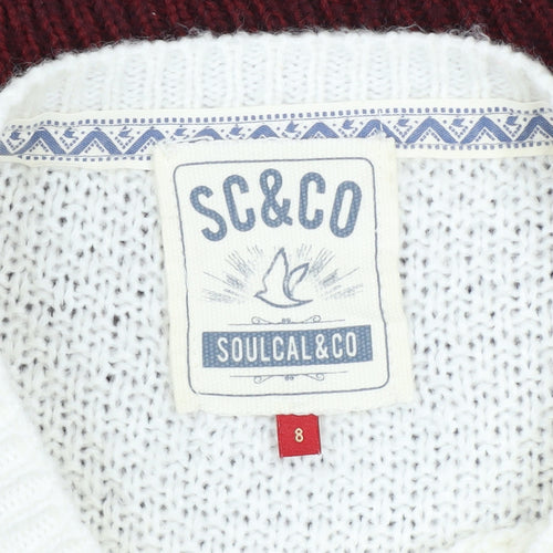 SoulCal & Co Womens Multicoloured Cable-Knit Jumper Size 8