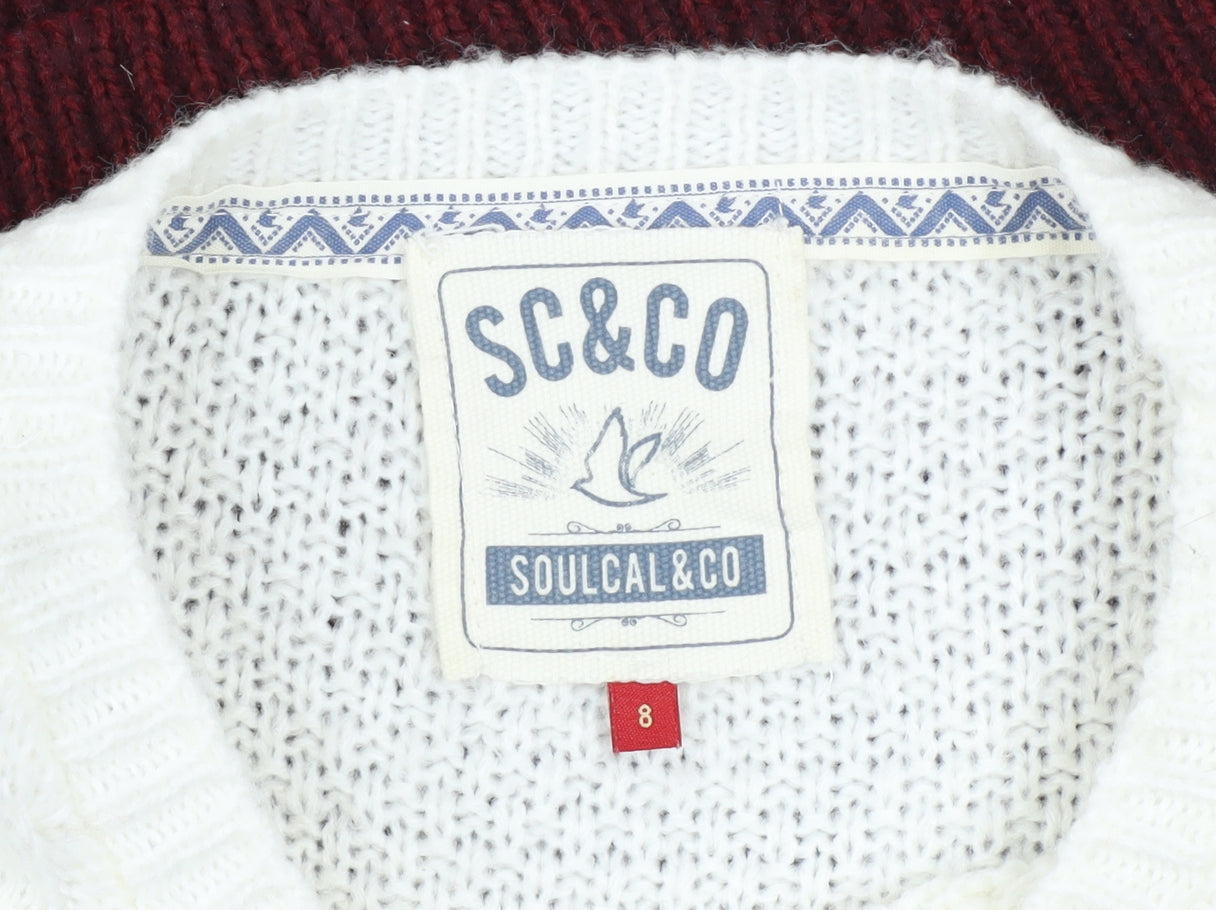 SoulCal & Co Womens Multicoloured Cable-Knit Jumper Size 8