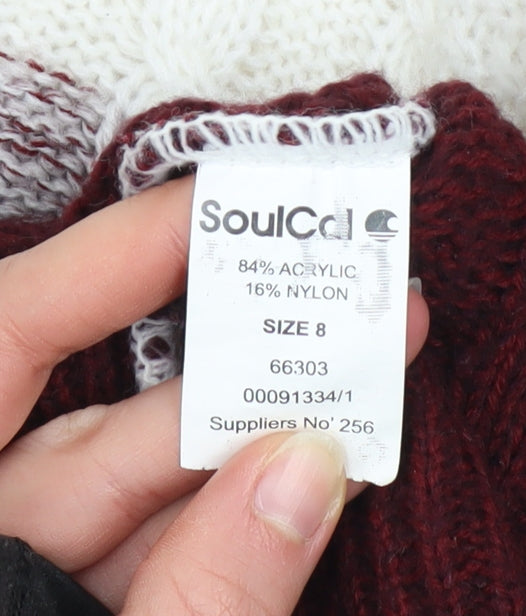 SoulCal & Co Womens Multicoloured Cable-Knit Jumper Size 8