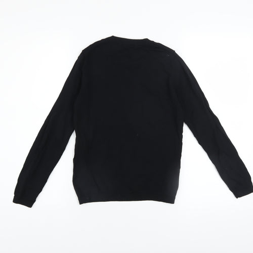 Dunnes Womens Black Embroidered Crew Neck Long Sleeve Jumper Size 8