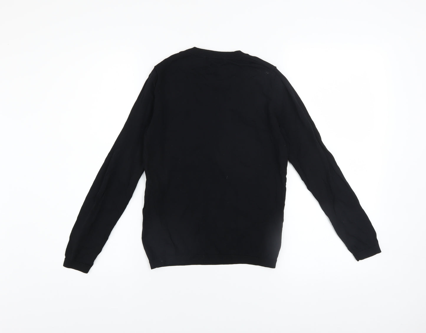 Dunnes Womens Black Embroidered Crew Neck Long Sleeve Jumper Size 8
