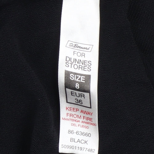 Dunnes Womens Black Embroidered Crew Neck Long Sleeve Jumper Size 8