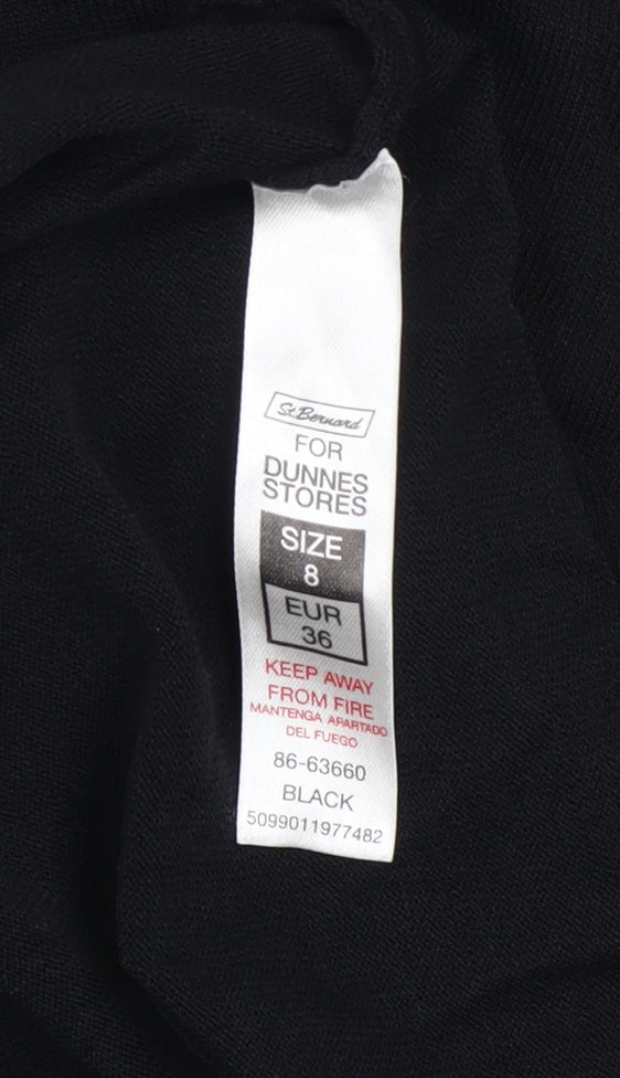 Dunnes Womens Black Embroidered Crew Neck Long Sleeve Jumper Size 8