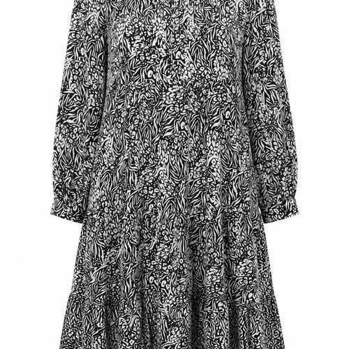 Topshop Women's Black Animal Print Midi Fit & Flare Dress Size 10