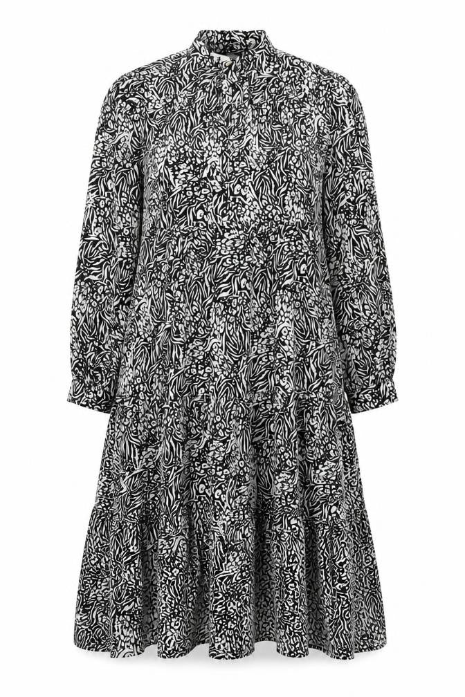 Topshop Women's Black Animal Print Midi Fit & Flare Dress Size 10