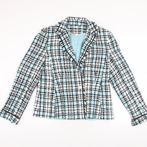 Fosby Design Women's Blue Check Tweed Blazer Jacket Size 16