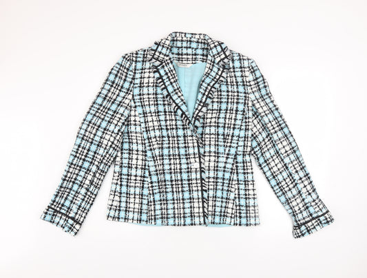 Fosby Design Women's Blue Check Tweed Blazer Jacket Size 16