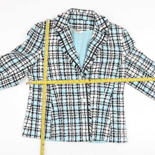 Fosby Design Women's Blue Check Tweed Blazer Jacket Size 16