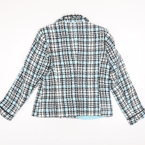 Fosby Design Women's Blue Check Tweed Blazer Jacket Size 16