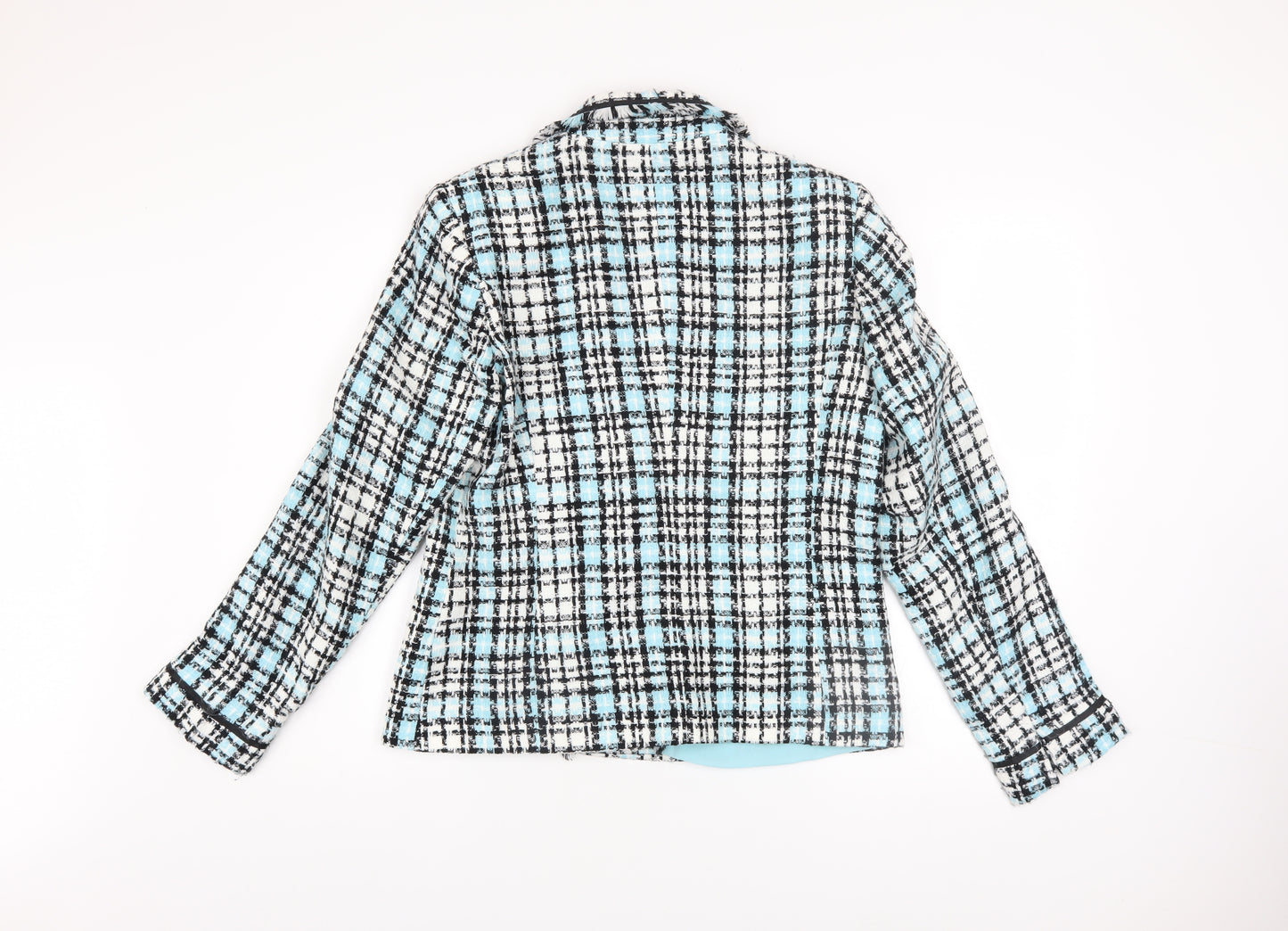 Fosby Design Women's Blue Check Tweed Blazer Jacket Size 16