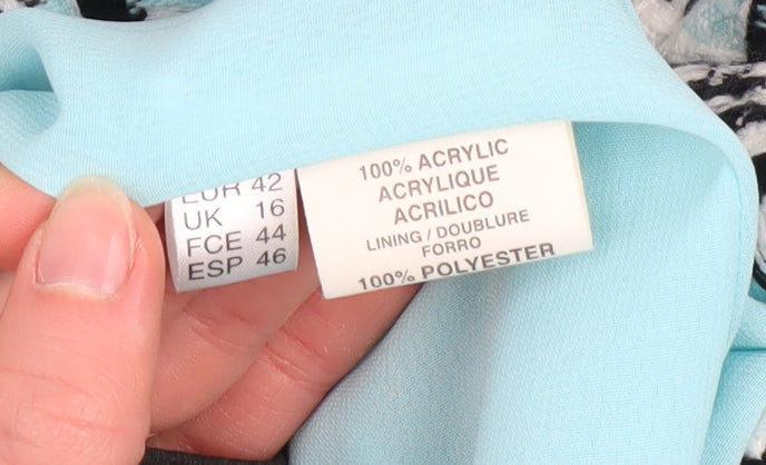 Fosby Design Women's Blue Check Tweed Blazer Jacket Size 16