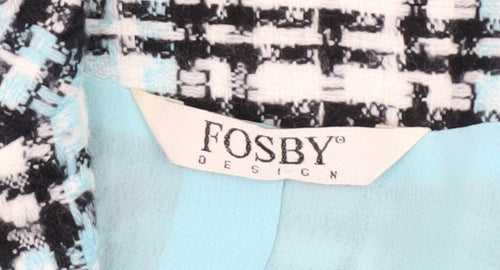 Fosby Design Women's Blue Check Tweed Blazer Jacket Size 16