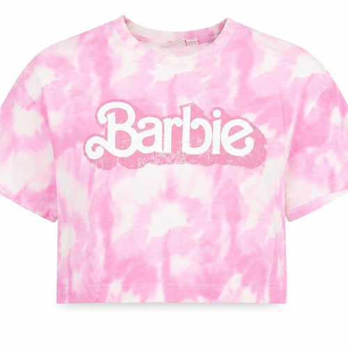 Barbie The Movie Pink Tie-Dye Cropped T-Shirt Women's L Trendy Casual Top
