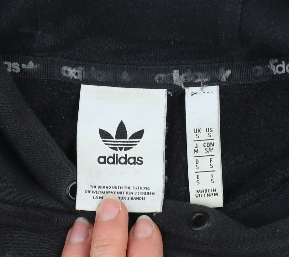 Adidas Men's Black Pullover Hoodie Size S Logo Fleece Sweatshirt