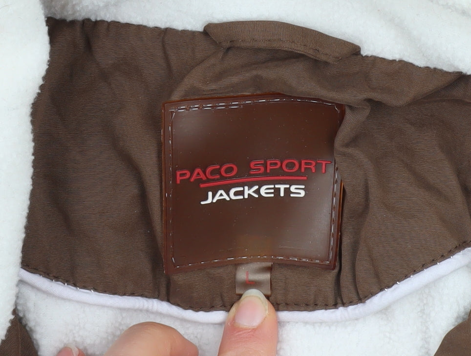 Paco Sport Men's Brown L Full Zip Lined Basic Jacket