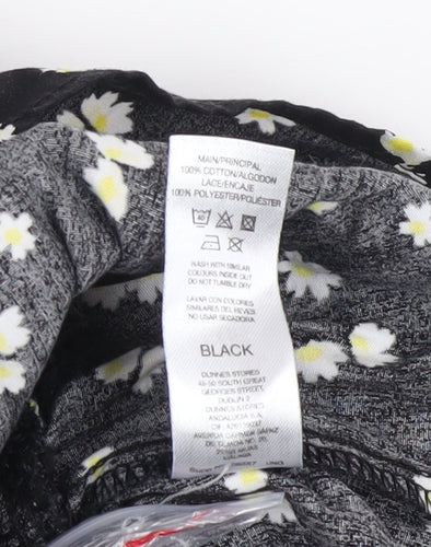 Savida Women's Black Floral Lace High Neck Long Sleeve Blouse XS