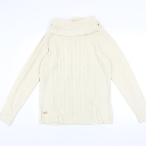 Regatta Women Ivory Roll Neck Cable Knit Jumper Size 12