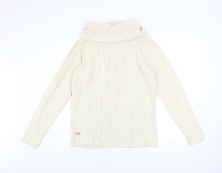 Regatta Women Ivory Roll Neck Cable Knit Jumper Size 12