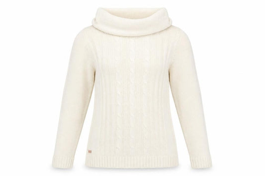 Front view of Regatta Women Ivory Roll Neck Cable Knit Jumper, size 12