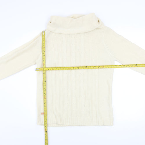 Regatta Women Ivory Roll Neck Cable Knit Jumper Size 12