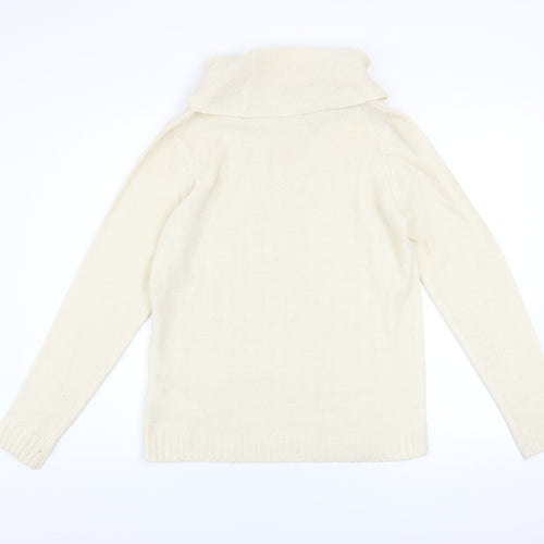 Regatta Women Ivory Roll Neck Cable Knit Jumper Size 12