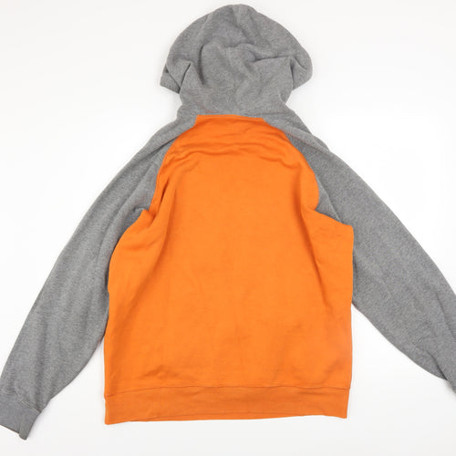 American Eagle Men's Orange Grey Hoodie L Classic Fit Pullover