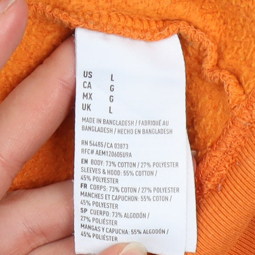 American Eagle Men's Orange Grey Hoodie L Classic Fit Pullover