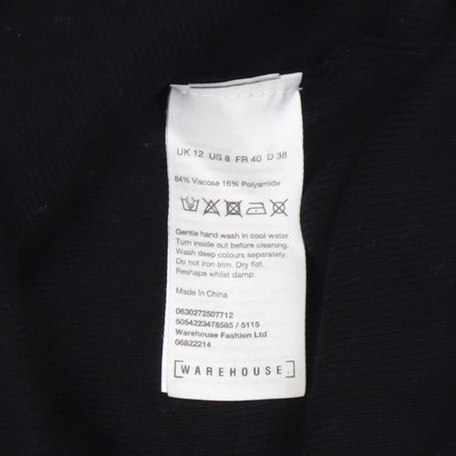 Warehouse Women’s Black Beaded Neck Long Sleeve Jumper Size 12