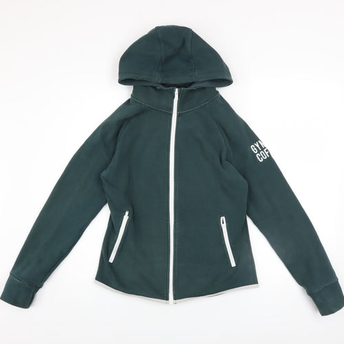 Gym+Coffee Womens Green Full Zip Hoodie Size L Cotton Blend