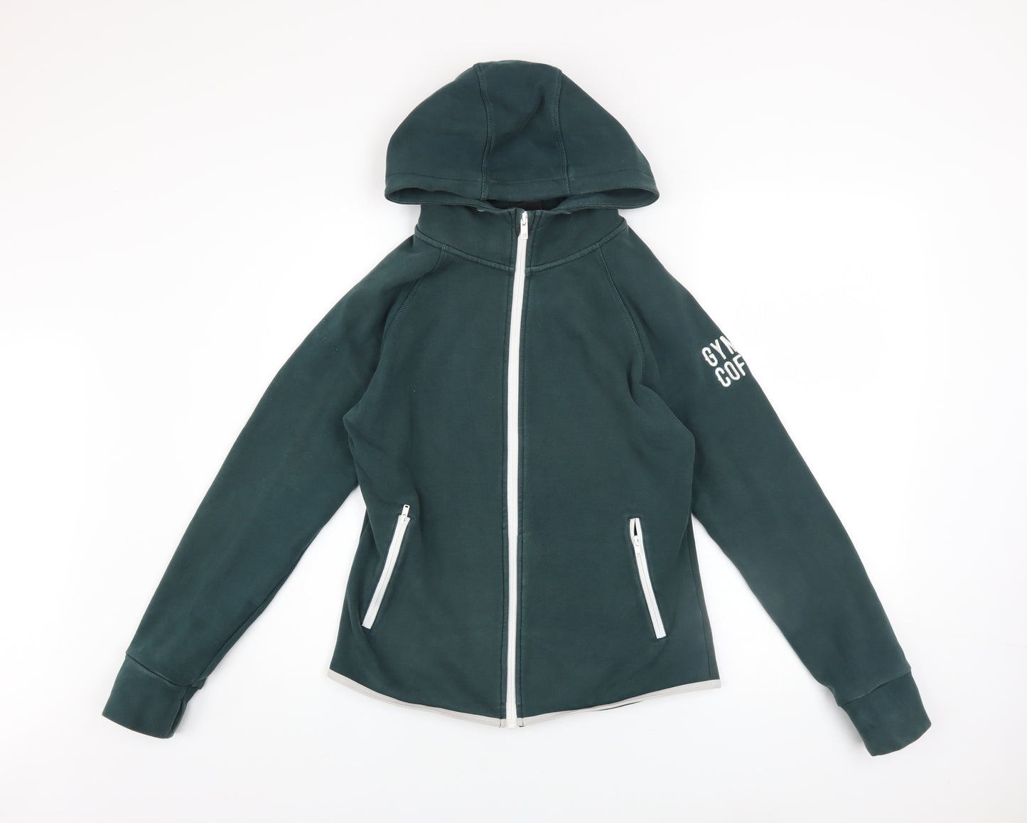 Gym+Coffee Womens Green Full Zip Hoodie Size L Cotton Blend