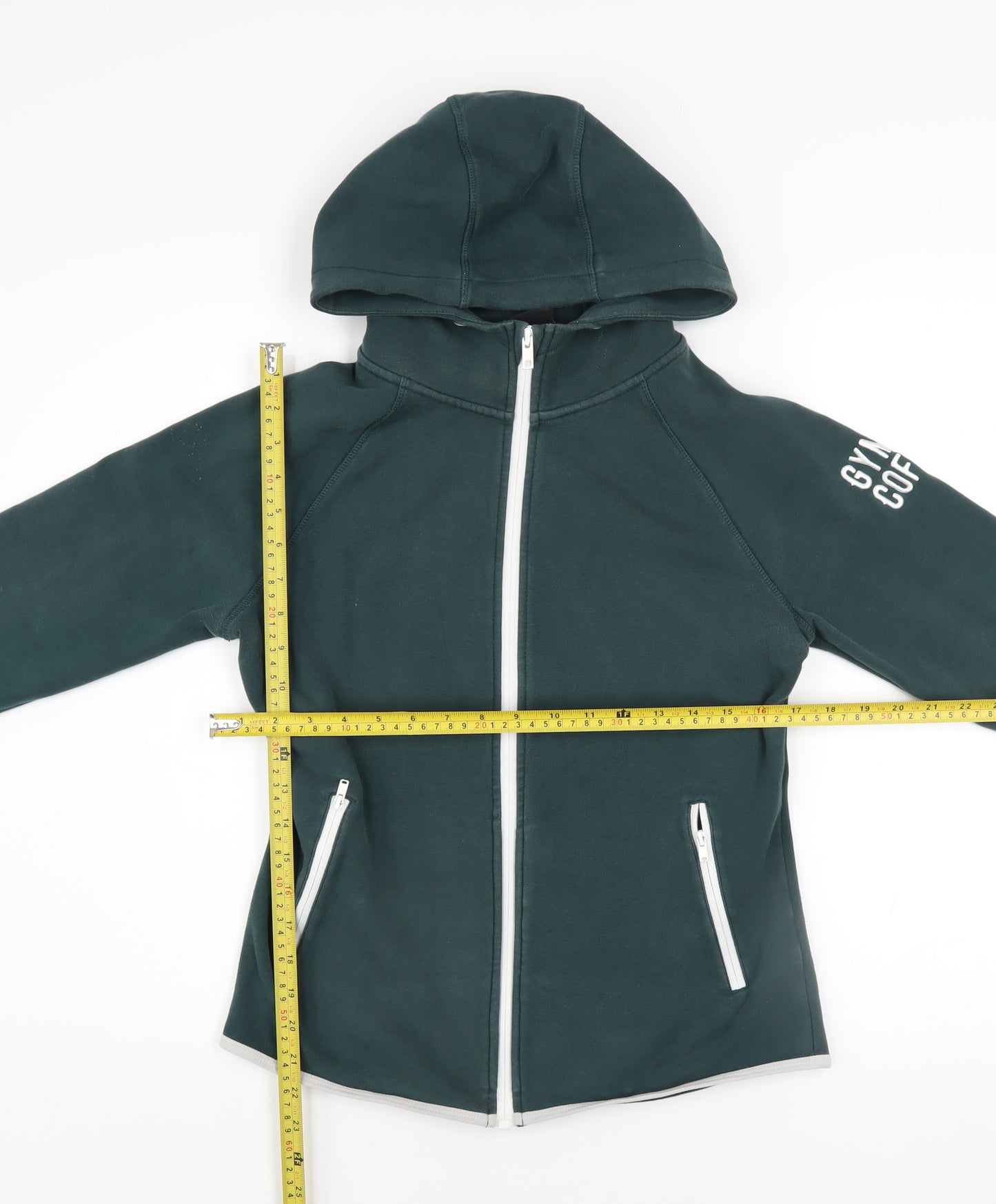 Gym+Coffee Womens Green Full Zip Hoodie Size L Cotton Blend