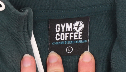 Gym+Coffee Womens Green Full Zip Hoodie Size L Cotton Blend