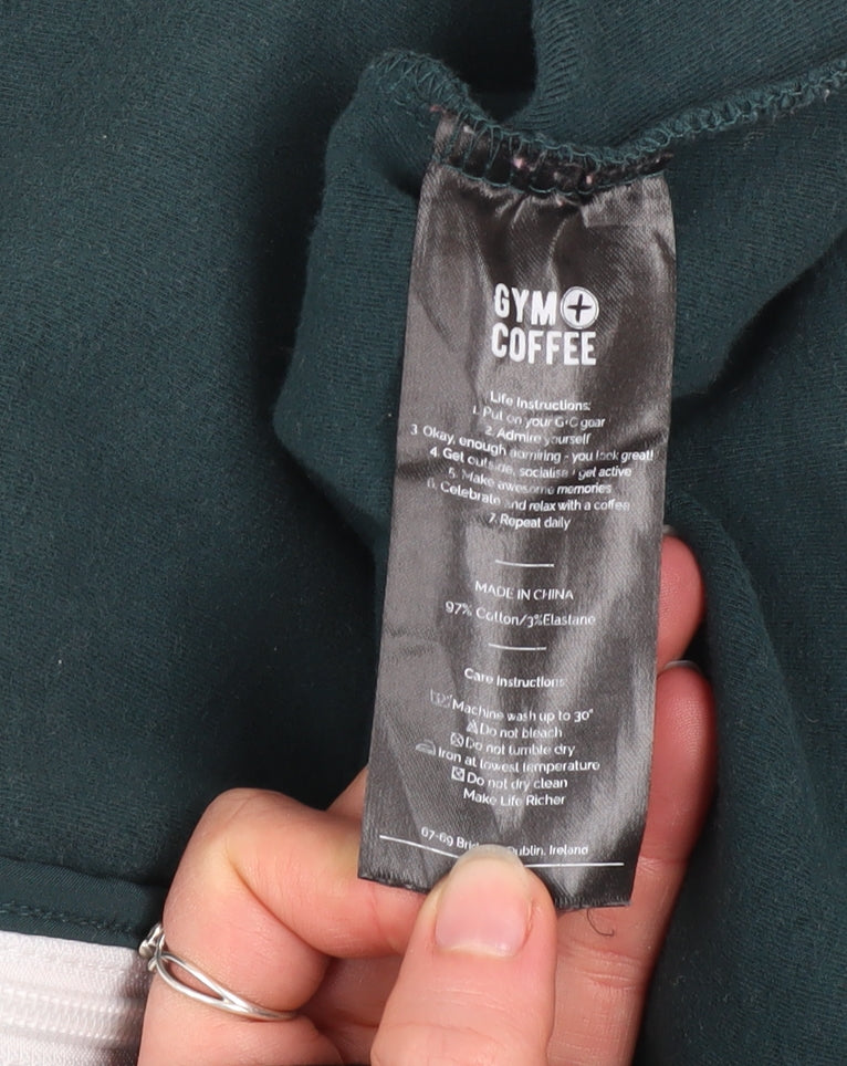 Gym+Coffee Womens Green Full Zip Hoodie Size L Cotton Blend
