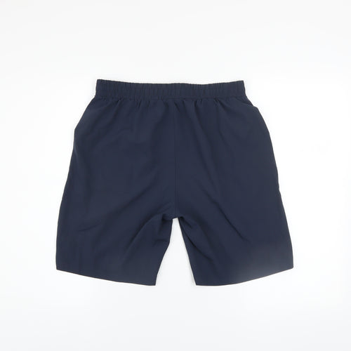 Souluxe Men's Navy Blue Small Athletic Shorts, Elastic Waist, Quick Dry
