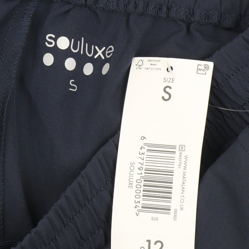Souluxe Men's Navy Blue Small Athletic Shorts, Elastic Waist, Quick Dry