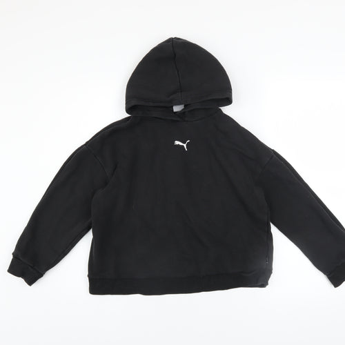 Puma Boys Black 13-14 Years Pullover Hoodie Cotton Blend Logo Sweatshirt