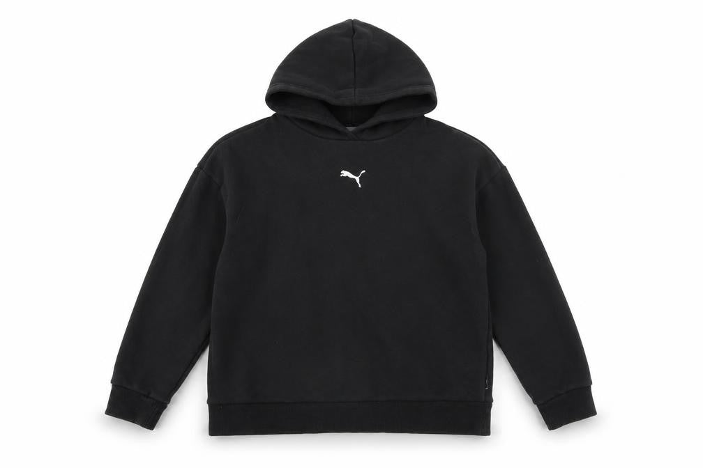 Puma Boys Black 13-14 Years Pullover Hoodie Cotton Blend Logo Sweatshirt