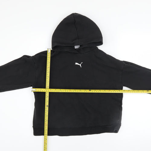 Puma Boys Black 13-14 Years Pullover Hoodie Cotton Blend Logo Sweatshirt