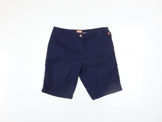 Joules Women's Blue Chino Shorts Size 12 Cotton Blend Casual