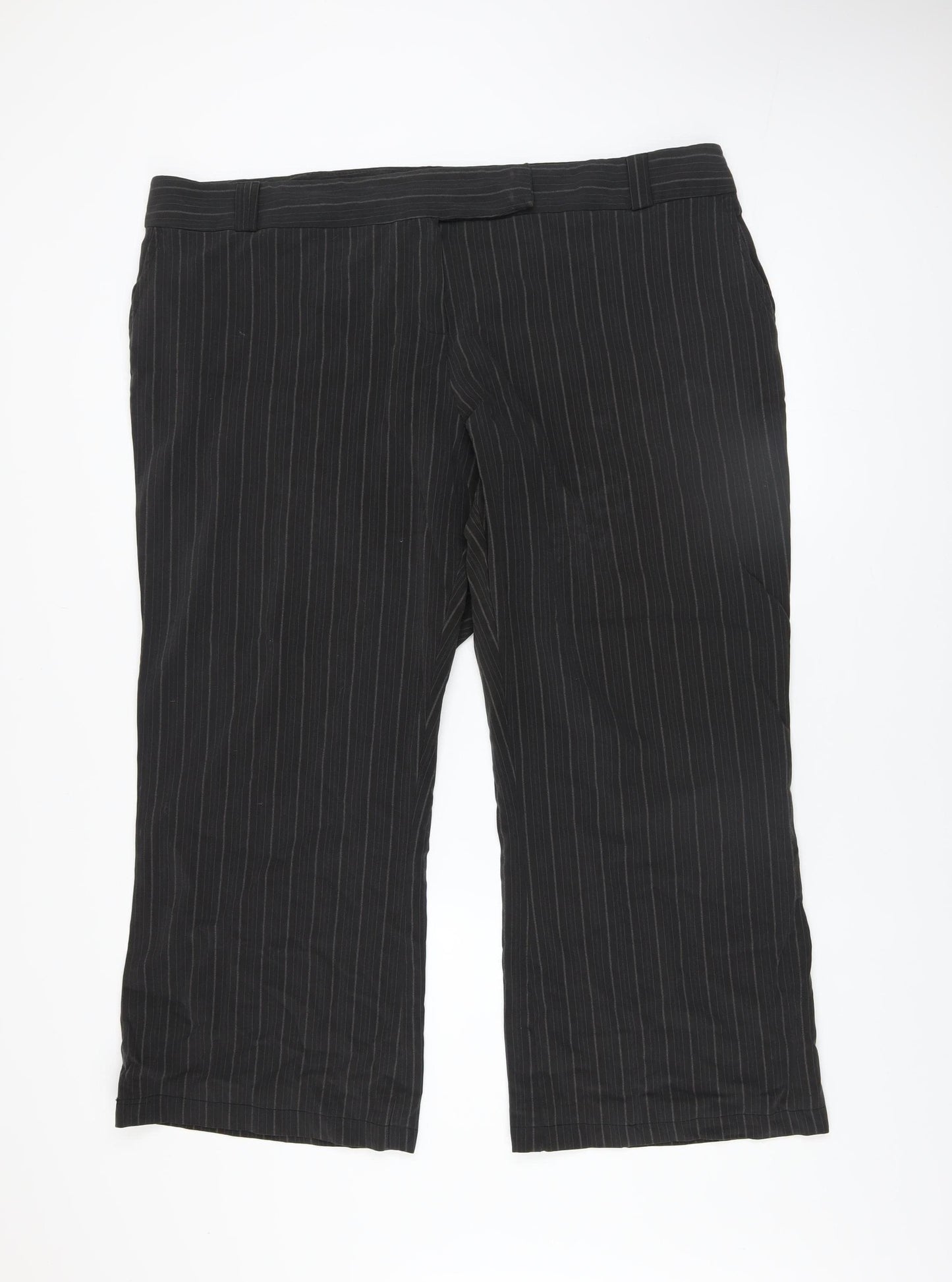 Dorothy Perkins Womens Black Pinstripe Wide-Leg Trousers Size 22