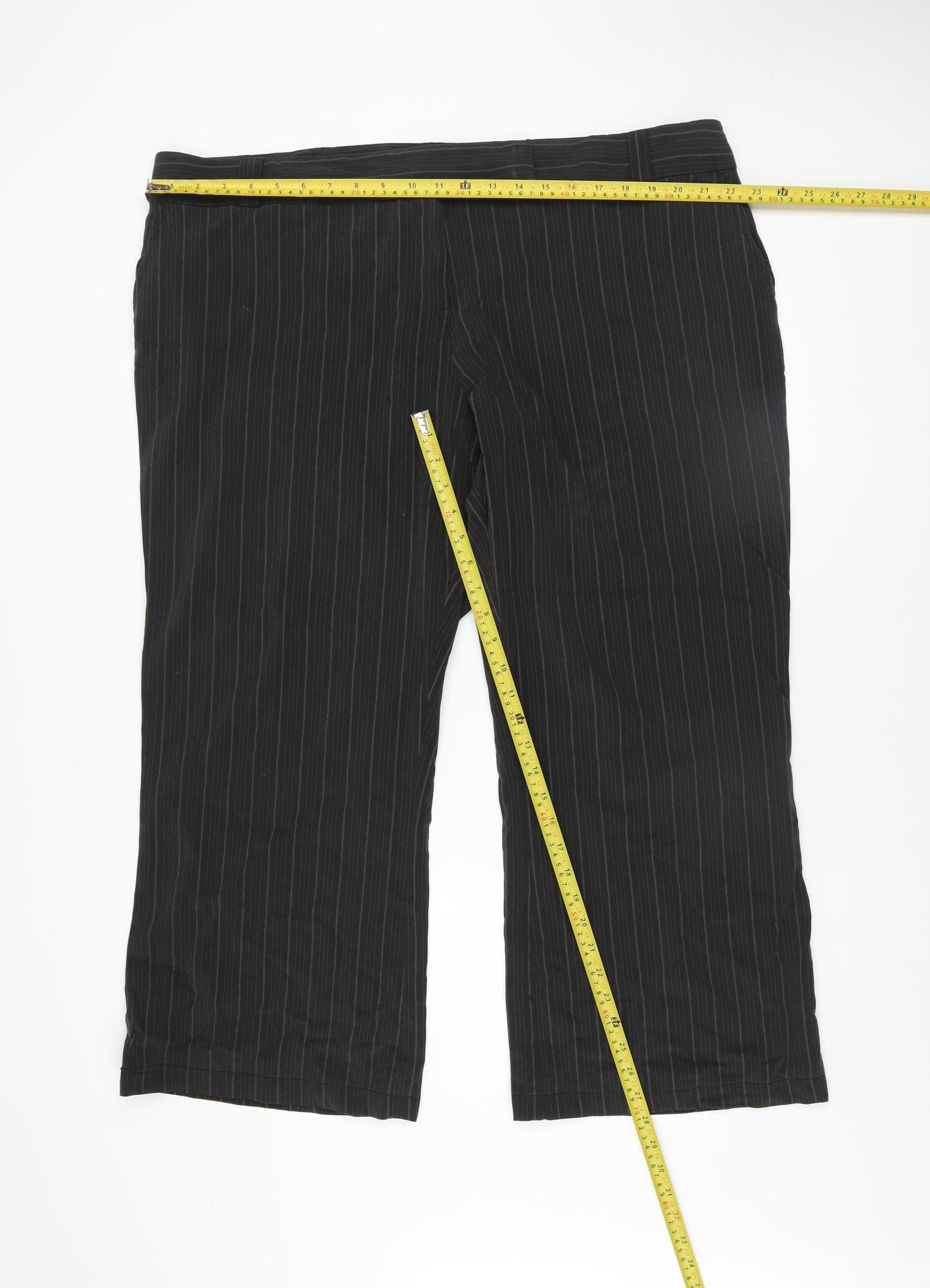 Dorothy Perkins Womens Black Pinstripe Wide-Leg Trousers Size 22