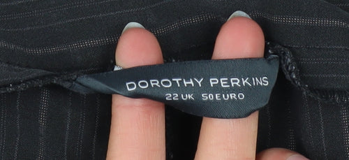 Dorothy Perkins Womens Black Pinstripe Wide-Leg Trousers Size 22
